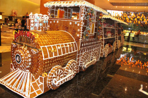 Life-size gingerbread train of Marriott Hotel Manila
