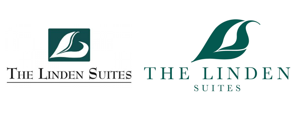 The Linden Suites' updated logo (right) has not veered far from the old one